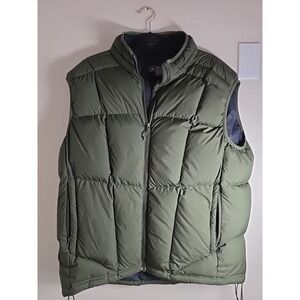 REI Puffer Vest Mens L‎ Green APoly Down Zip Up Sleeveless Insulated Outdoor
